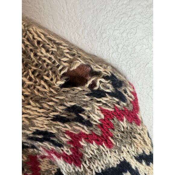 Eddie Bauer Women’s Wool Sweater Fair Isle Nordic Pullover Tan Red Black Size M - Picture 3 of 8